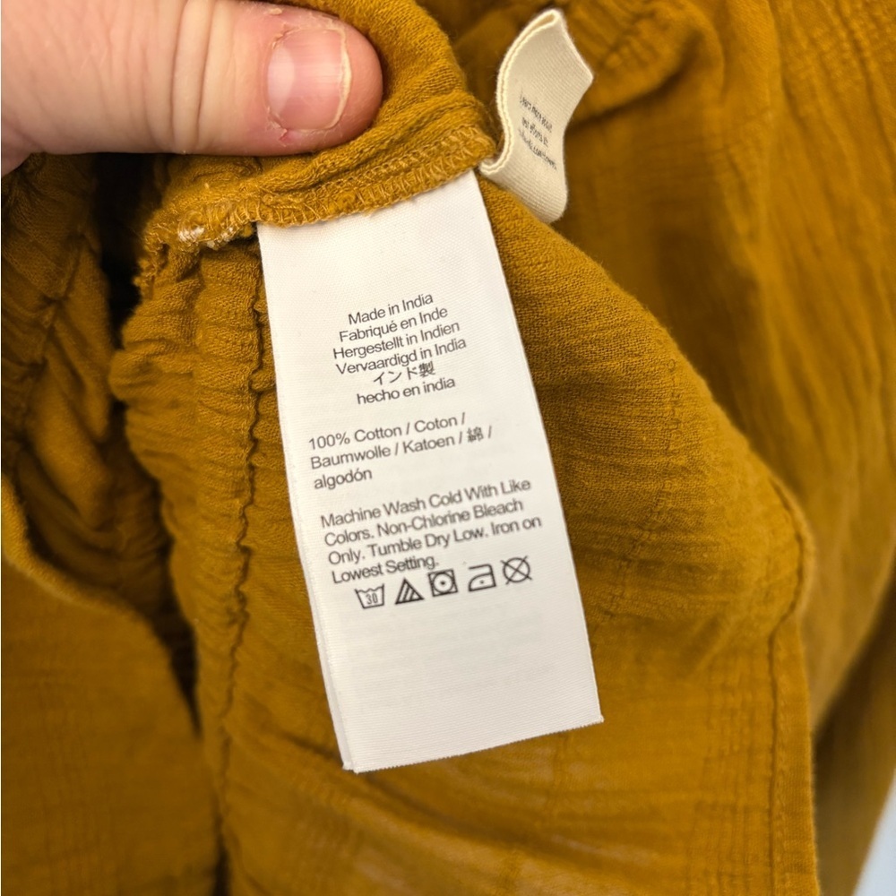 Madewell Sophia Textured Plaid Top Mustard Gold Size Medium - Picture 5 of 7